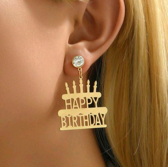 Happy birthday cake earrings - Picture 2 of 3